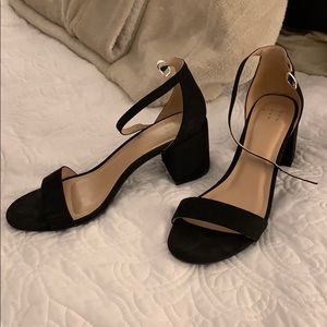 Black Suede Strap Heels